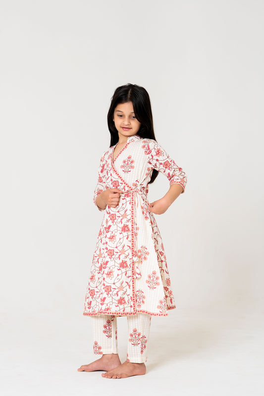 Elegant Off-White Angrakha Kurta Set