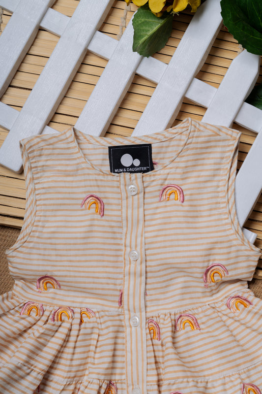 Rainbow Embroidered Baby Frock with Matching Shorts