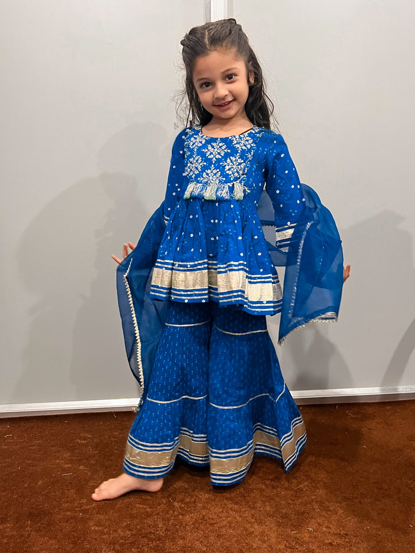 Girls Blue Pom Pom