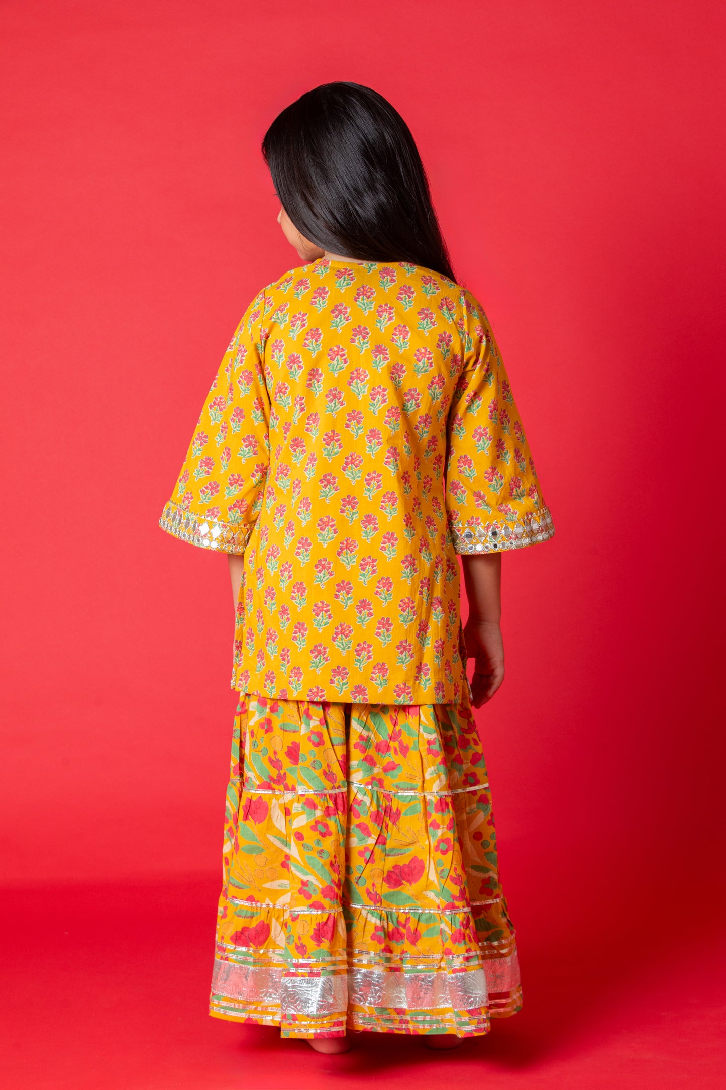 Yellow Mirror & Gota Work Set - Twinning in Tradition