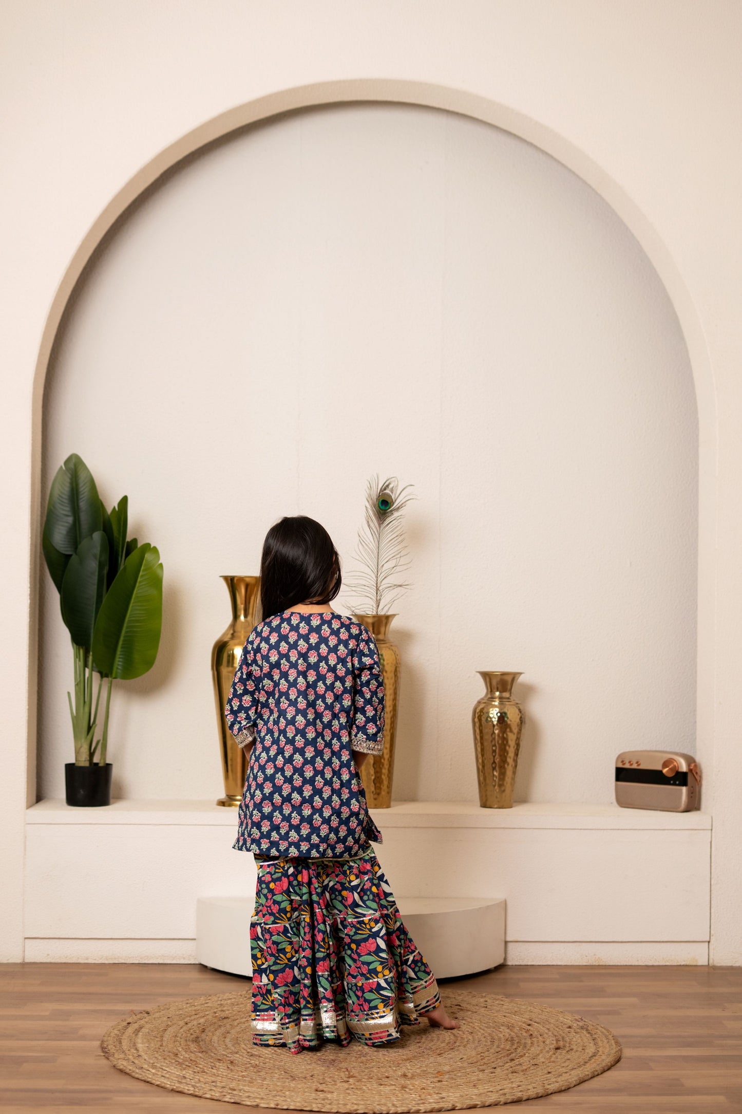 Blue Orchid 3-pc Kurti, Sharara & Dupatta Set for Girls