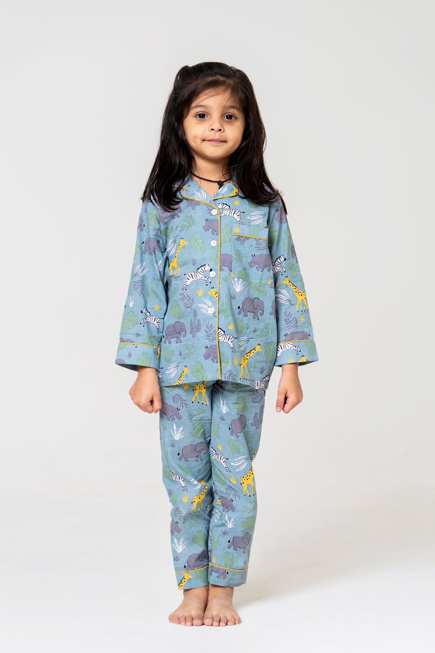 Cozy Grey Animal Print Night Suit Set