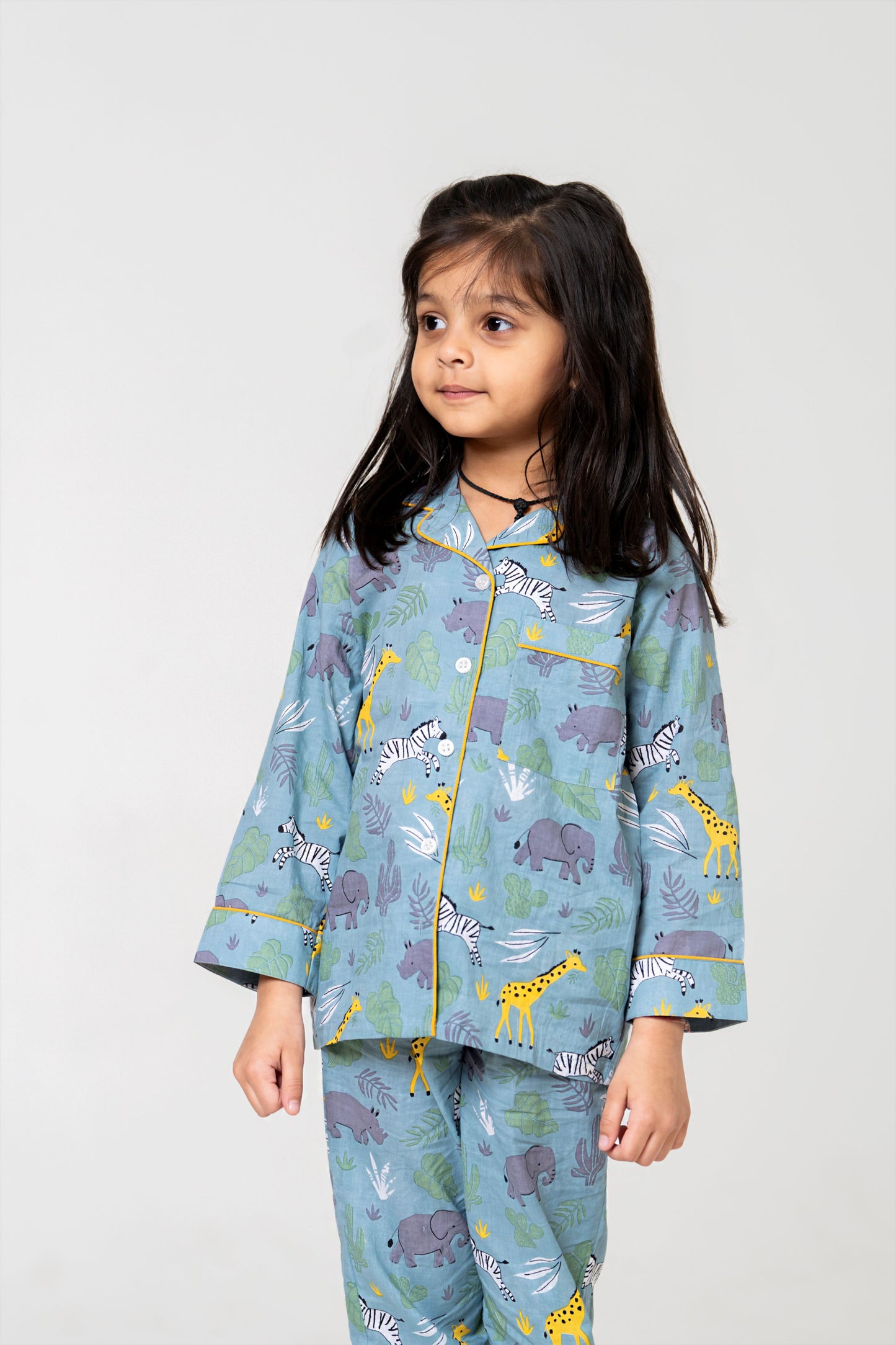 Cozy Grey Animal Print Night Suit Set
