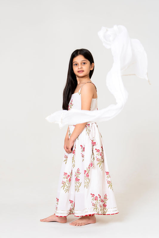 Elegant White Jaipuri Floral Lehenga Choli Set