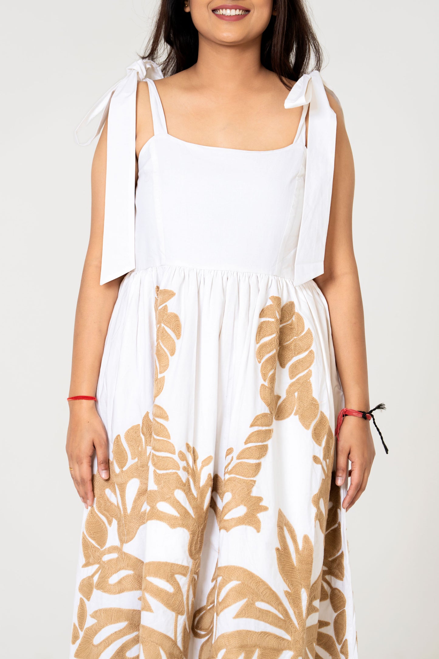 White Suzani Embroidered Maxi Dress