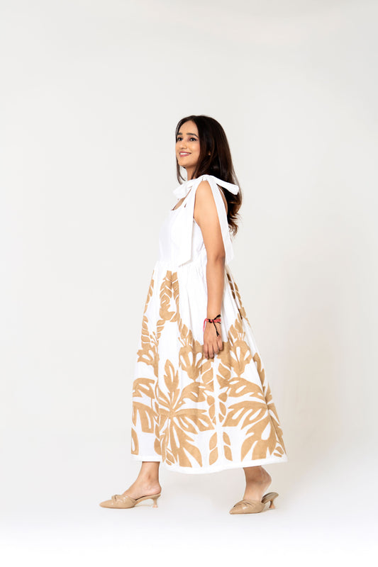 White Suzani Embroidered Maxi Dress