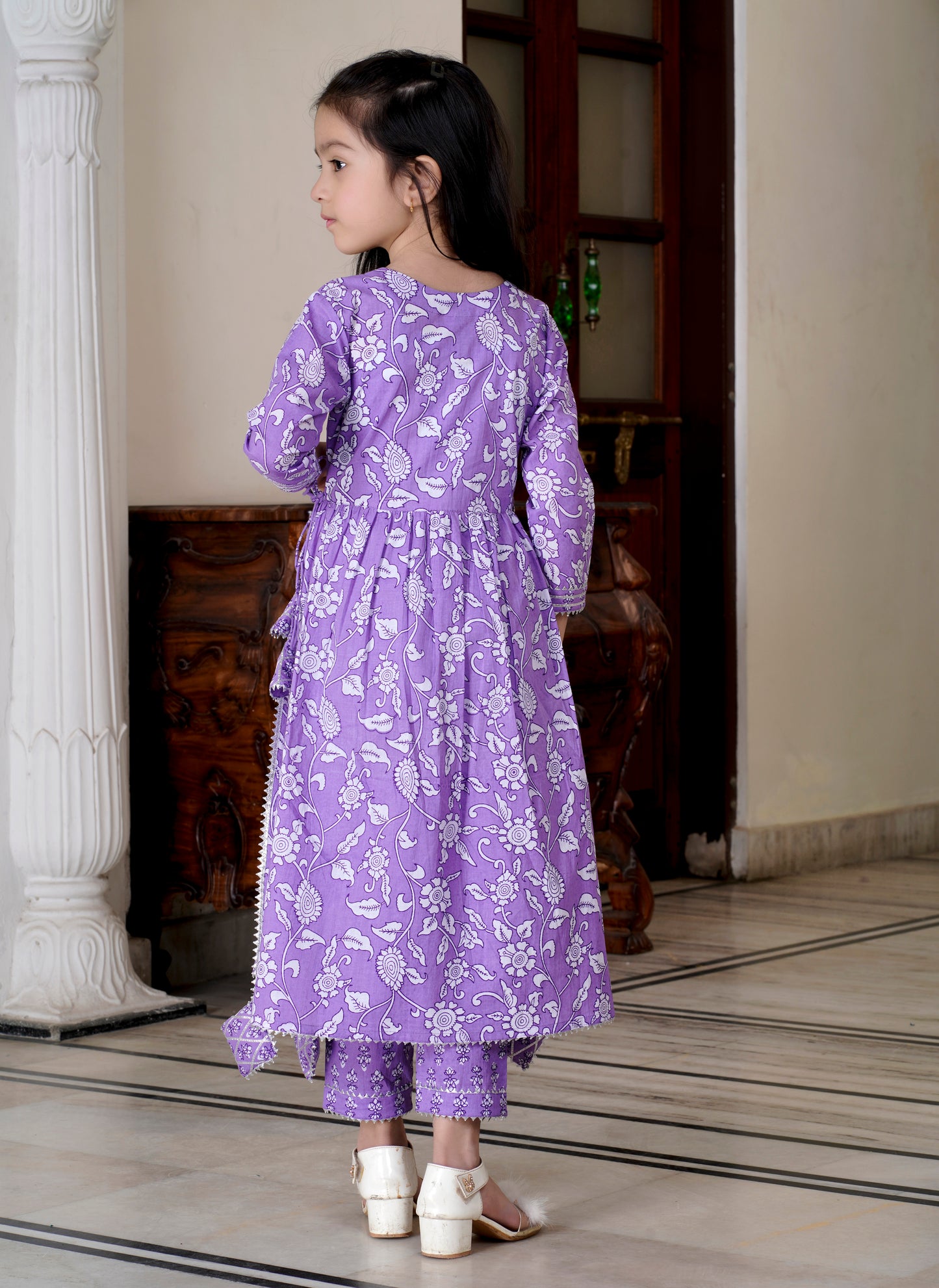 Lavender Gota Work Kurta Set for Mom & Daughter - Twinning in Elegance