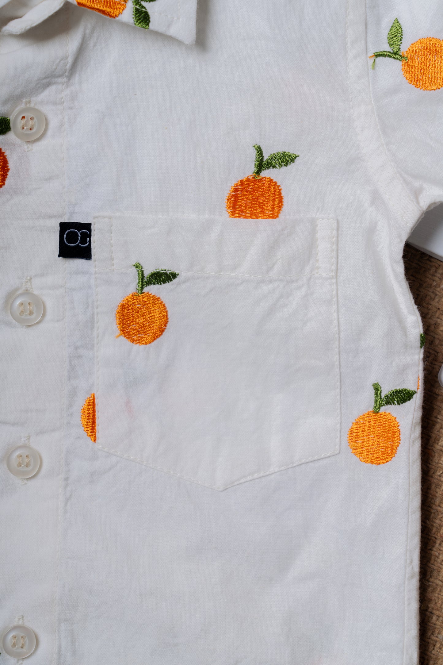 Orange Embroidered Shirt for Babies