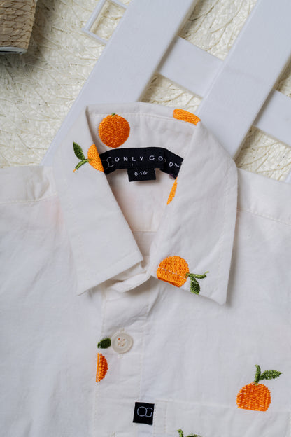 Orange Embroidered Shirt for Babies