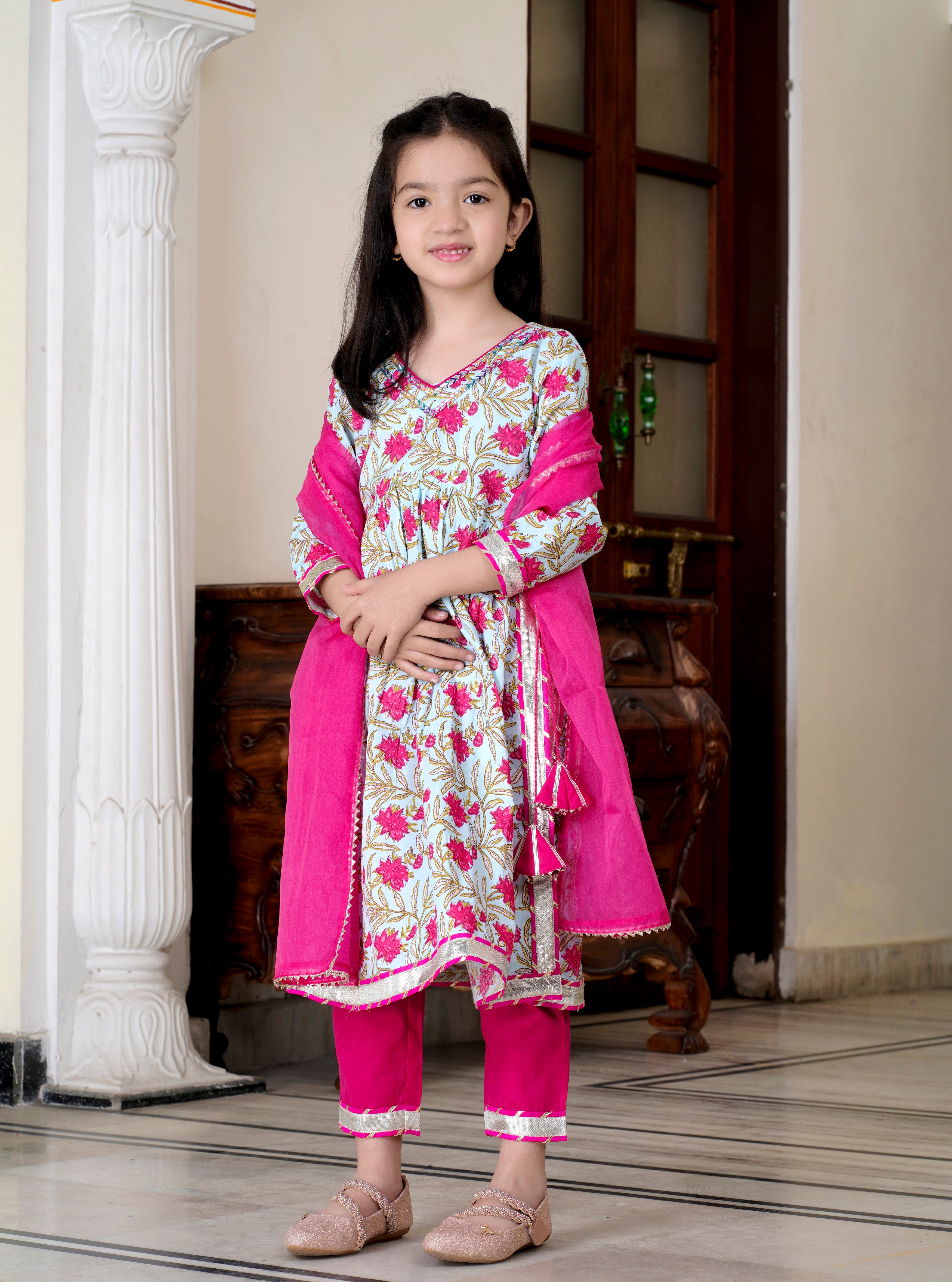 Aalia Pink Nyra 3-pc Suit Set for Baby Girls
