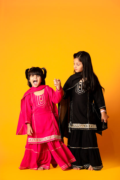 Pink Glittery Kiara Kids Sharara Set