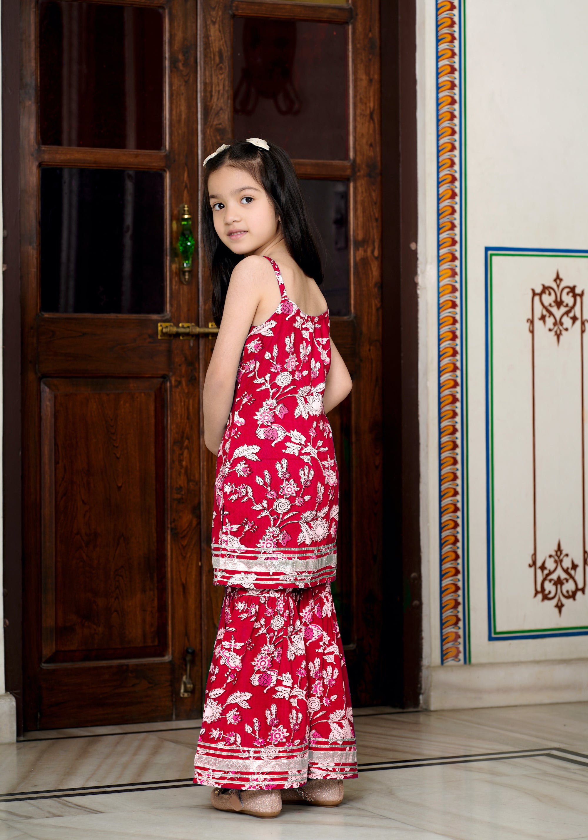 Red Flower 3-pc Suit Set for Girls