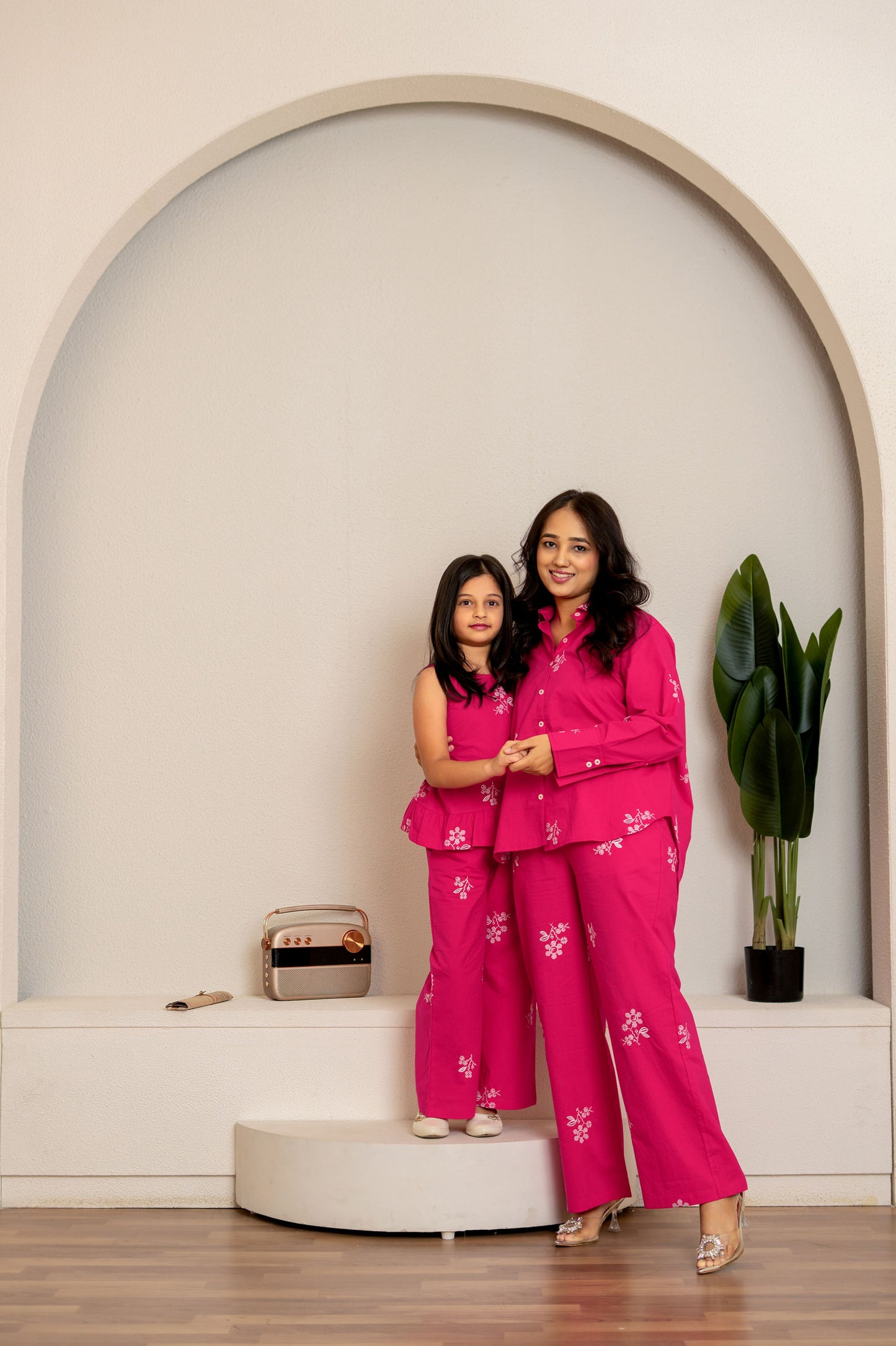 👩‍👧‍👗 Fuchsia Pink Embroidered Co-ord Set – For Mum & Mini! 👗👩‍👧