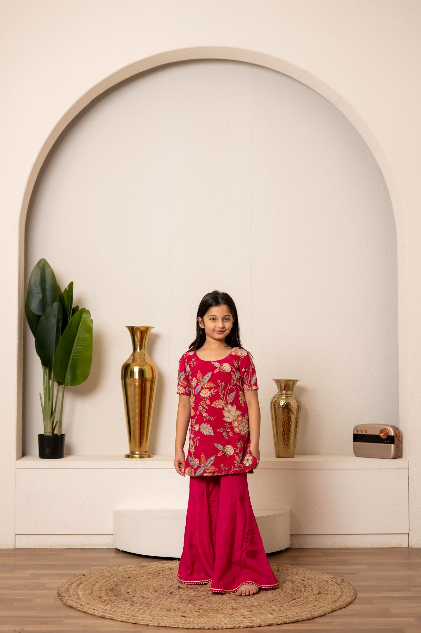 Pink Camellias Embroidery Set For Girls