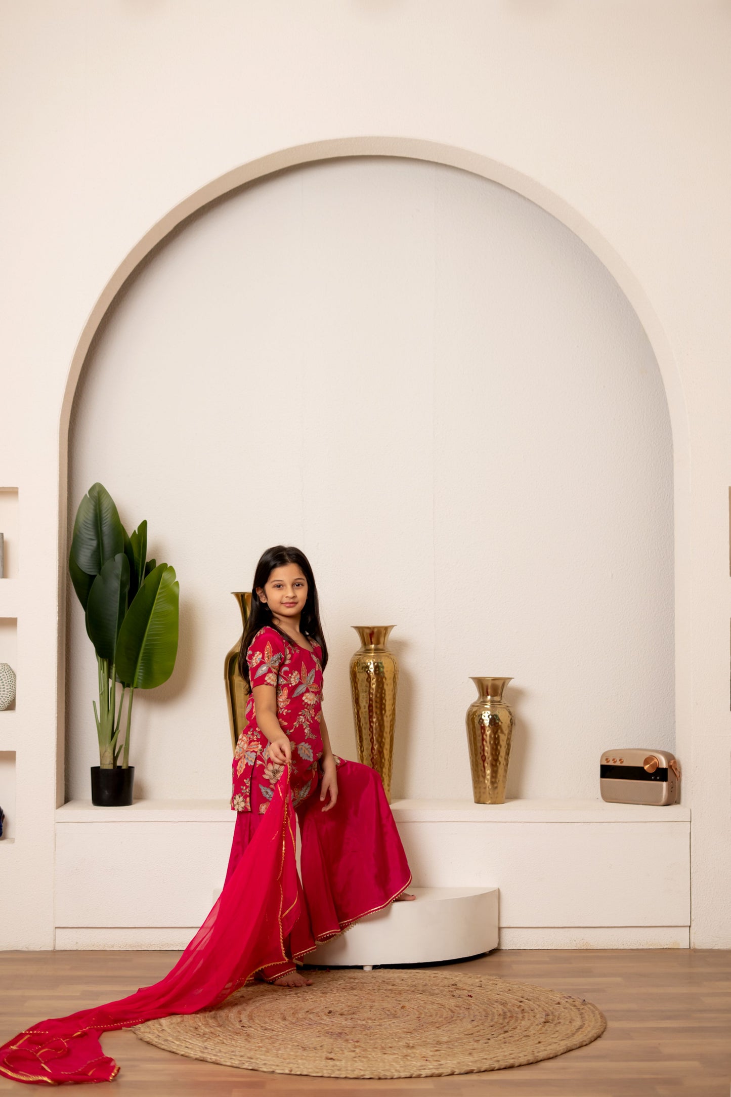 Pink Camellias Embroidery Set For Girls