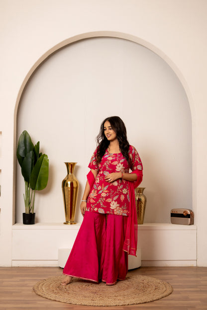 Pink Camellias Embroidery Set For Women