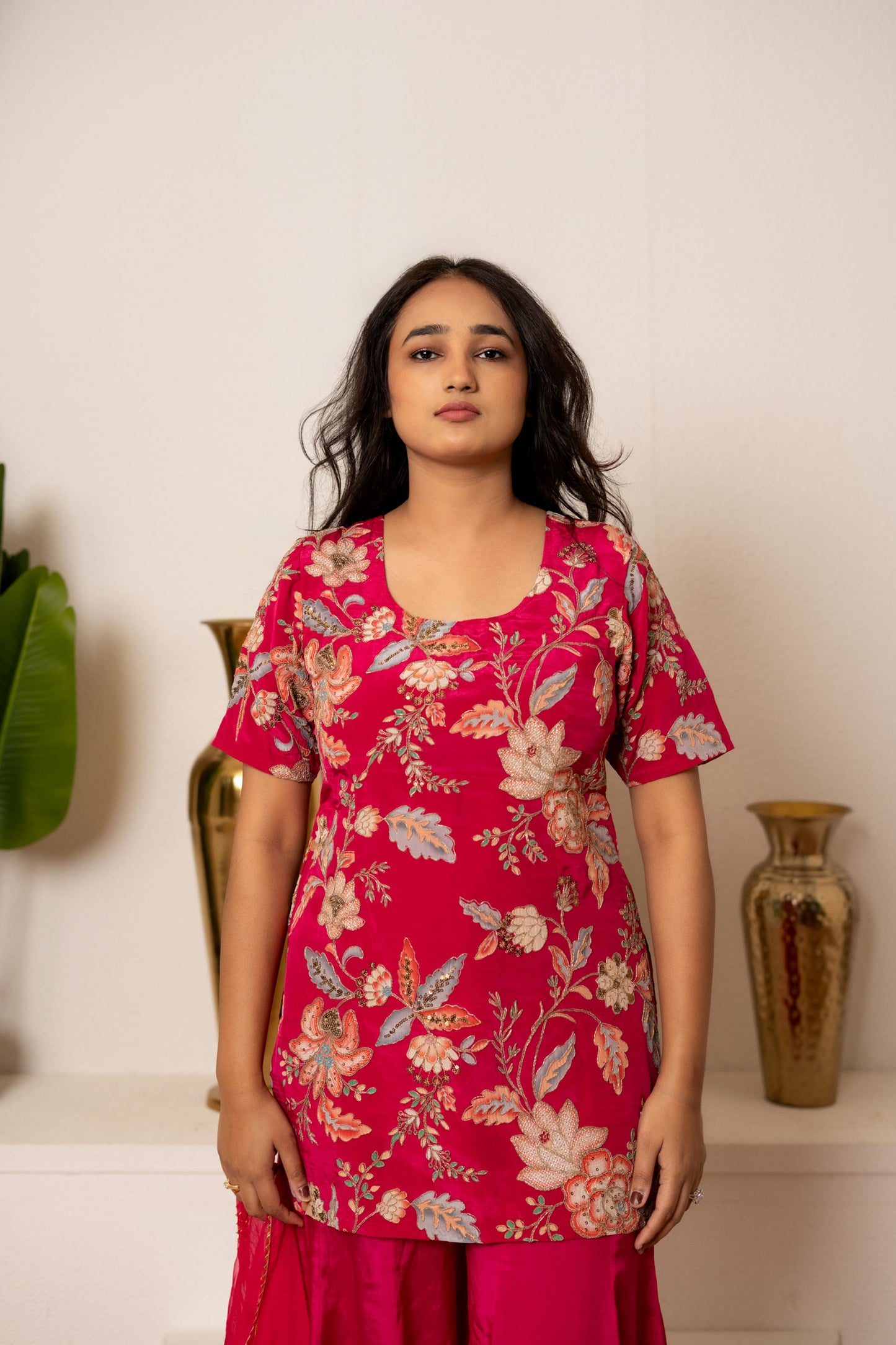 Pink Camellias Embroidery Set For Women