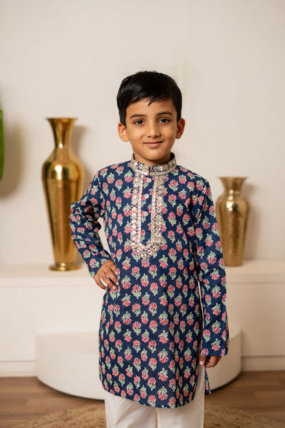 Blue Orchid Kurta Set For Boy's
