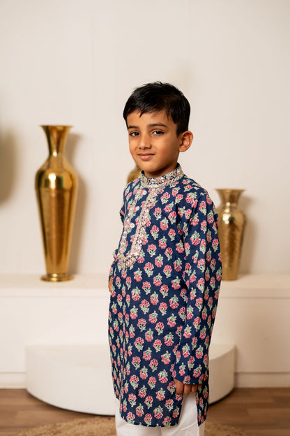 Blue Orchid Kurta Set For Boy's