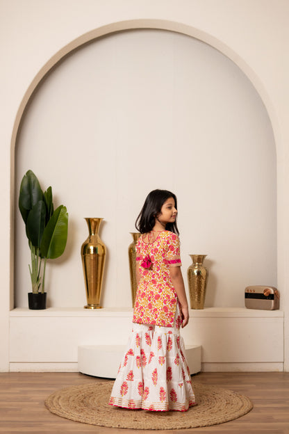 Pink Daisy Sharara Set For Girls