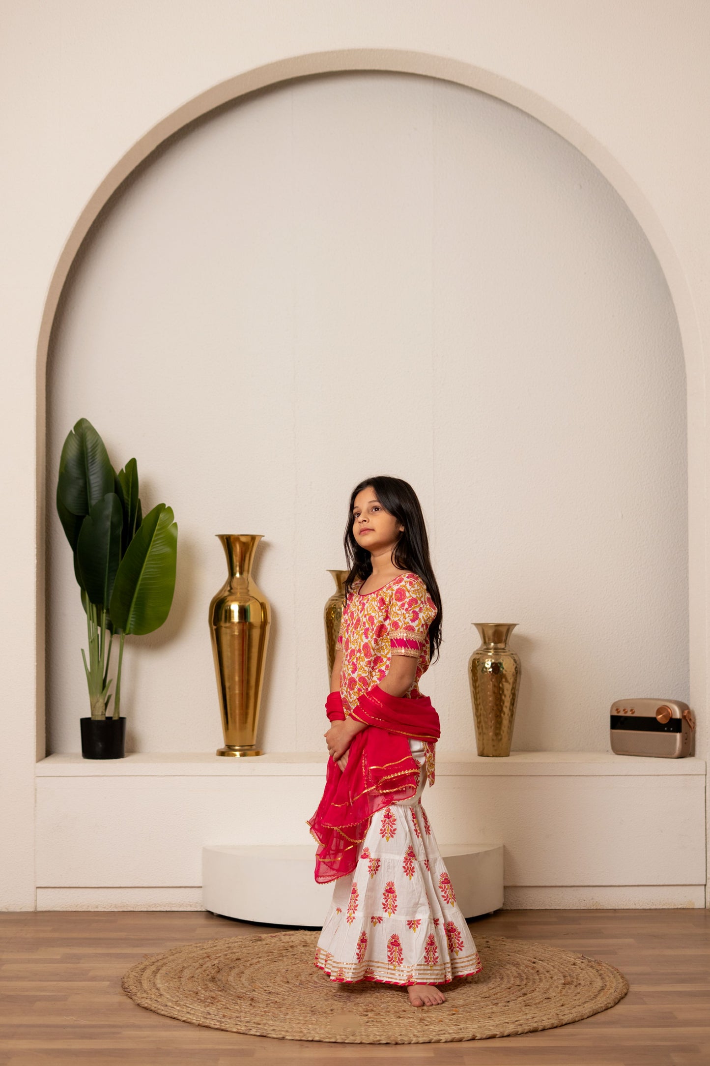 Pink Daisy Sharara Set For Girls