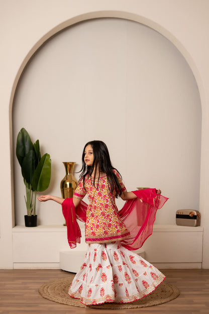 Pink Daisy Sharara Set For Girls