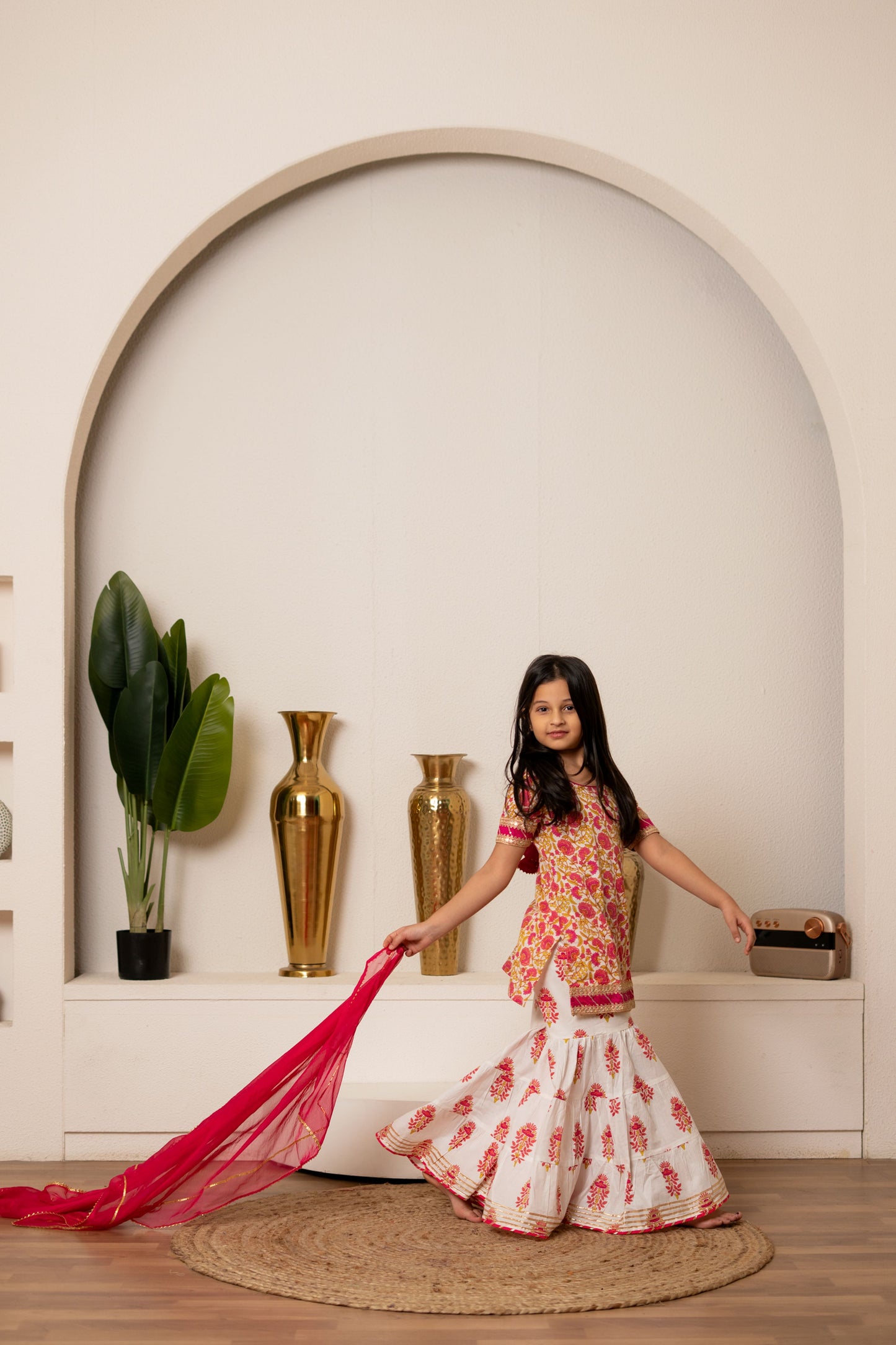 Pink Daisy Sharara Set For Girls