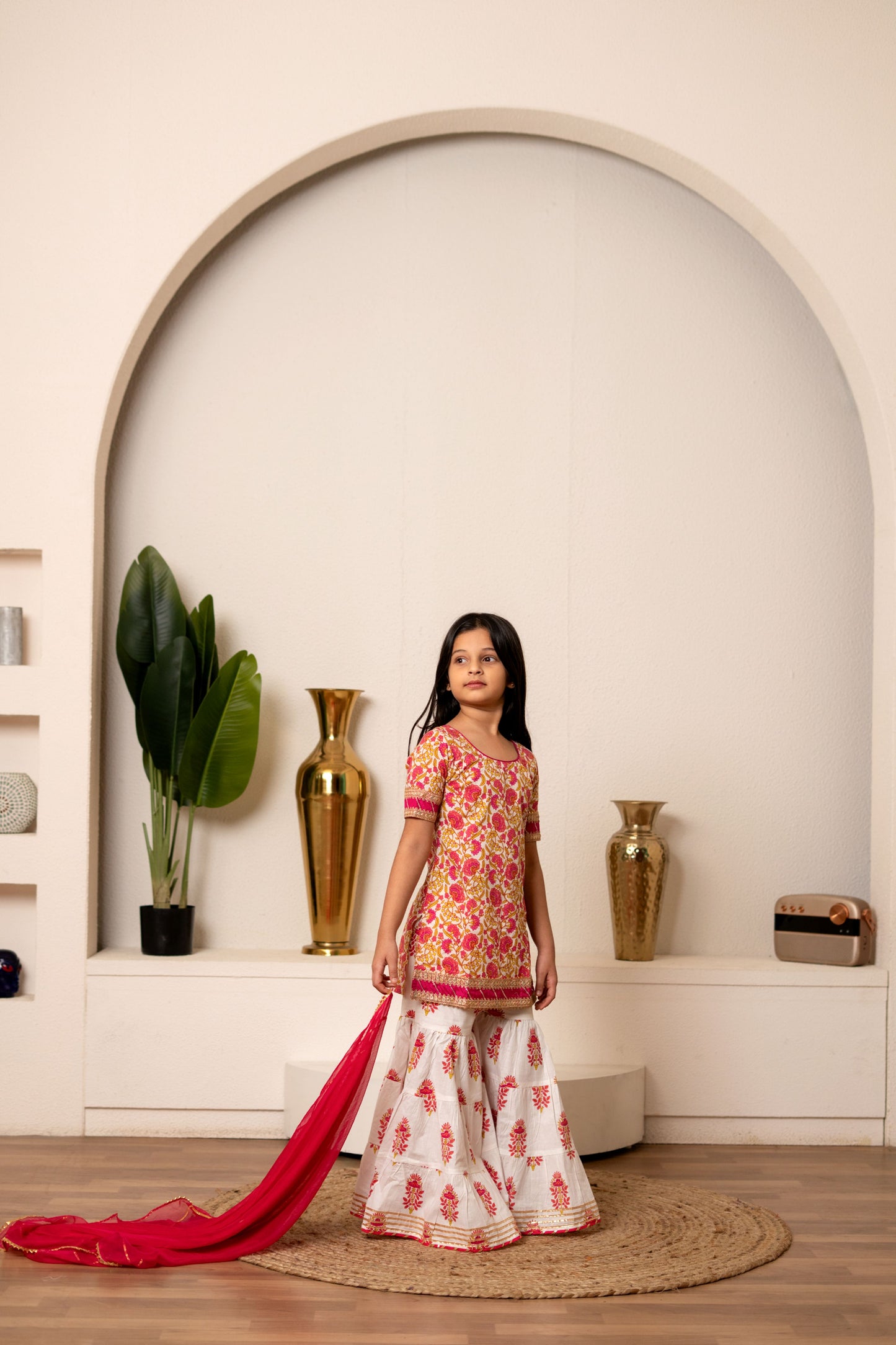 Pink Daisy Sharara Set For Girls