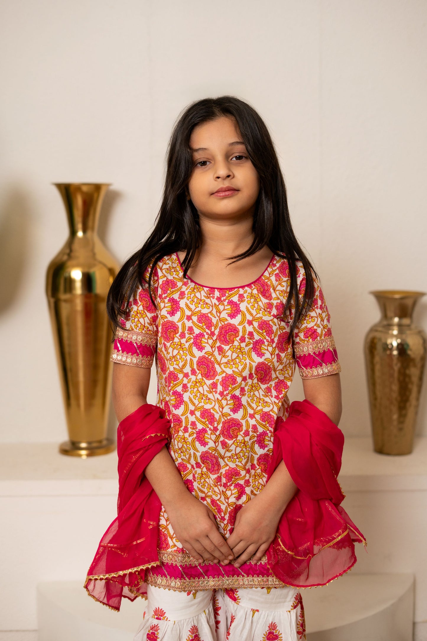 Pink Daisy Sharara Set For Girls