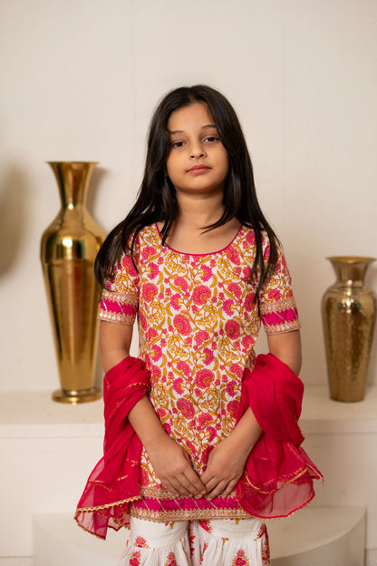 Pink Daisy Sharara Set For Girls