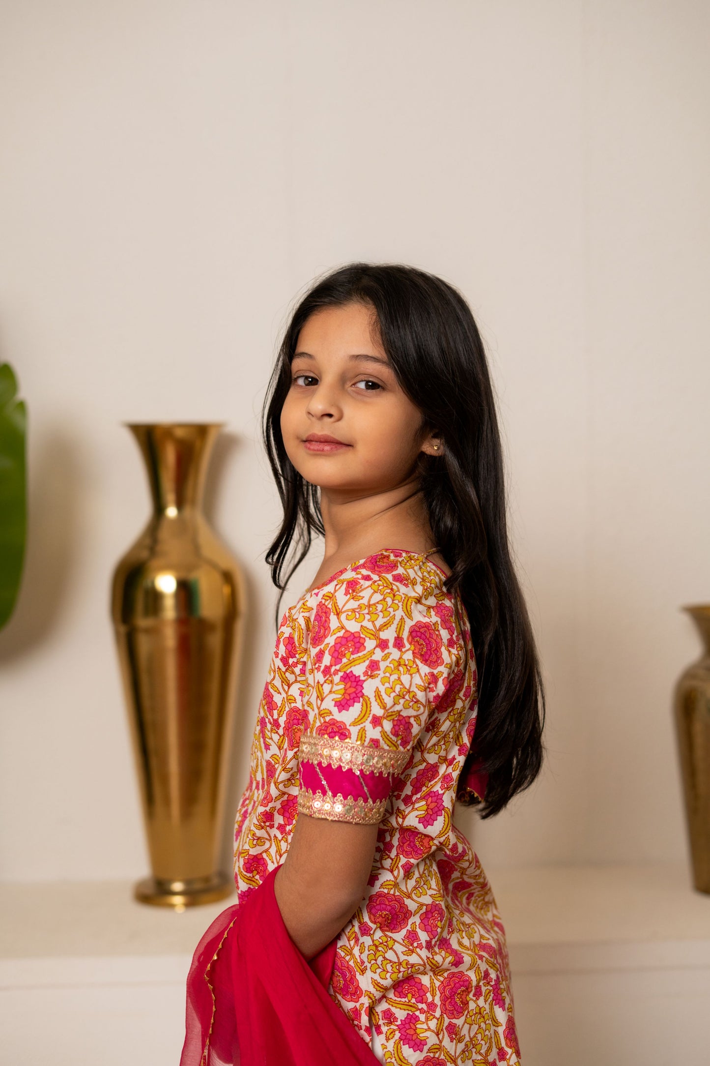 Pink Daisy Sharara Set For Girls