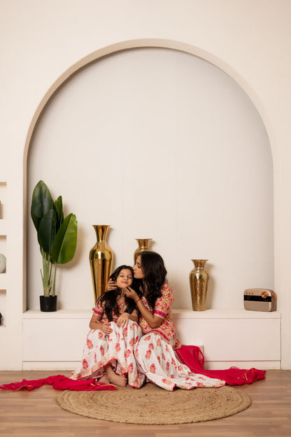 Pink Daisy Jaipuri Sharara Set - Twinning in Pink