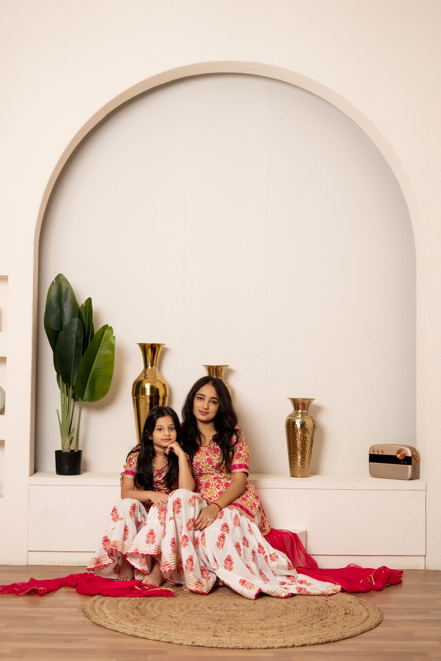 Pink Daisy Jaipuri Sharara Set - Twinning in Pink