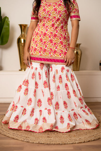 Pink Daisy Sharara Set For Women