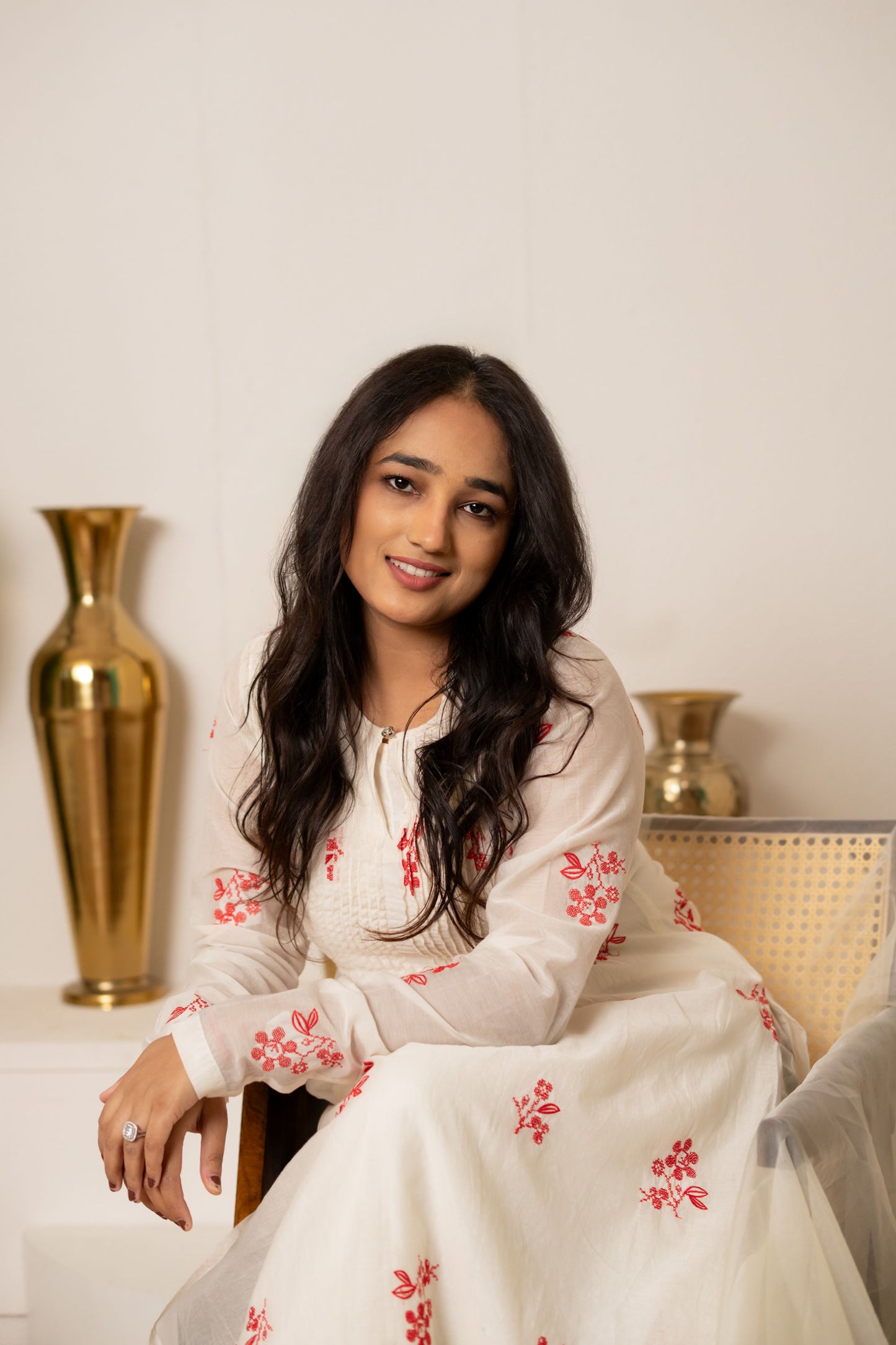 Off-White Mul Chanderi Set For Women