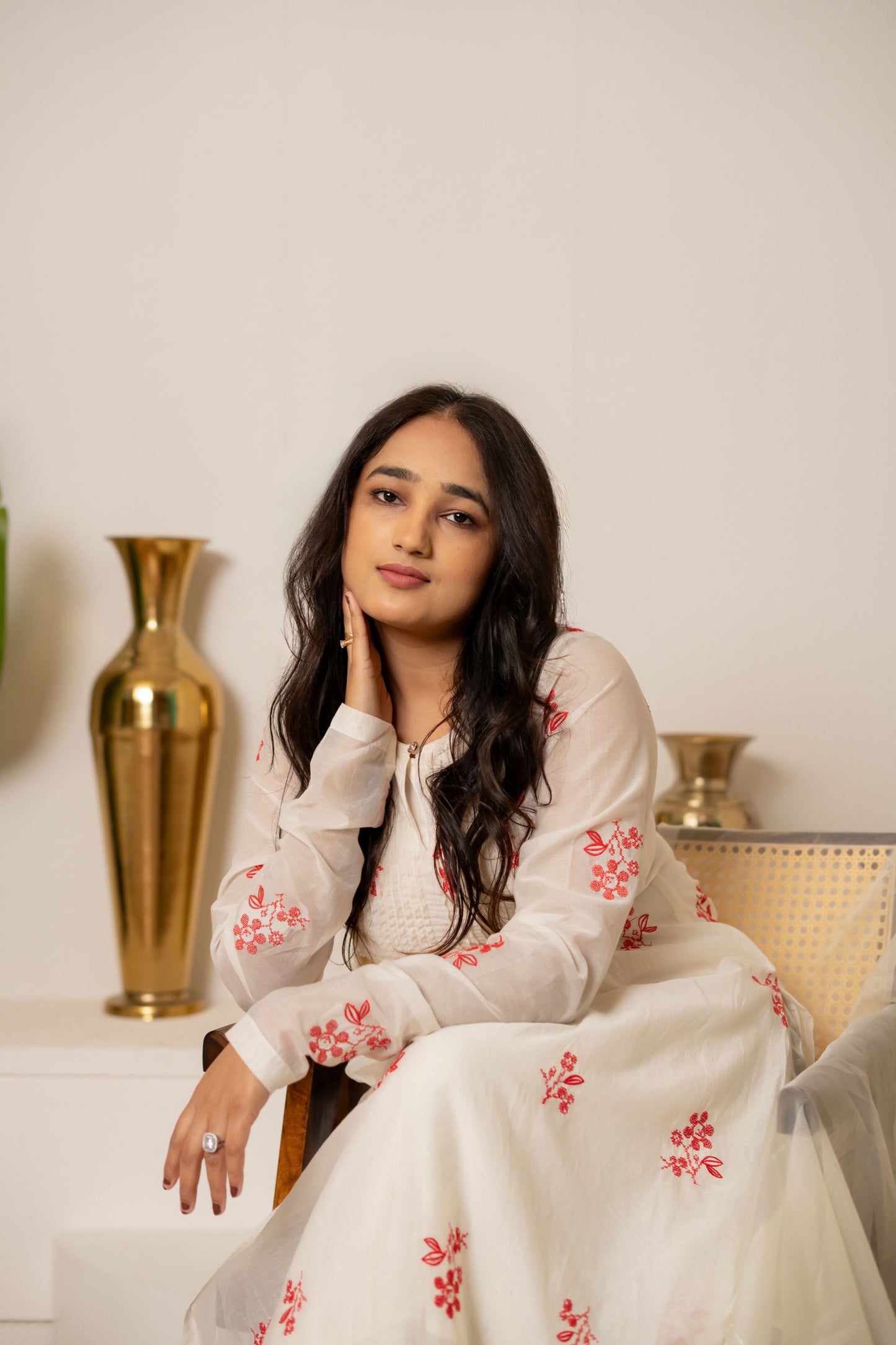 Off-White Mul Chanderi Set For Women