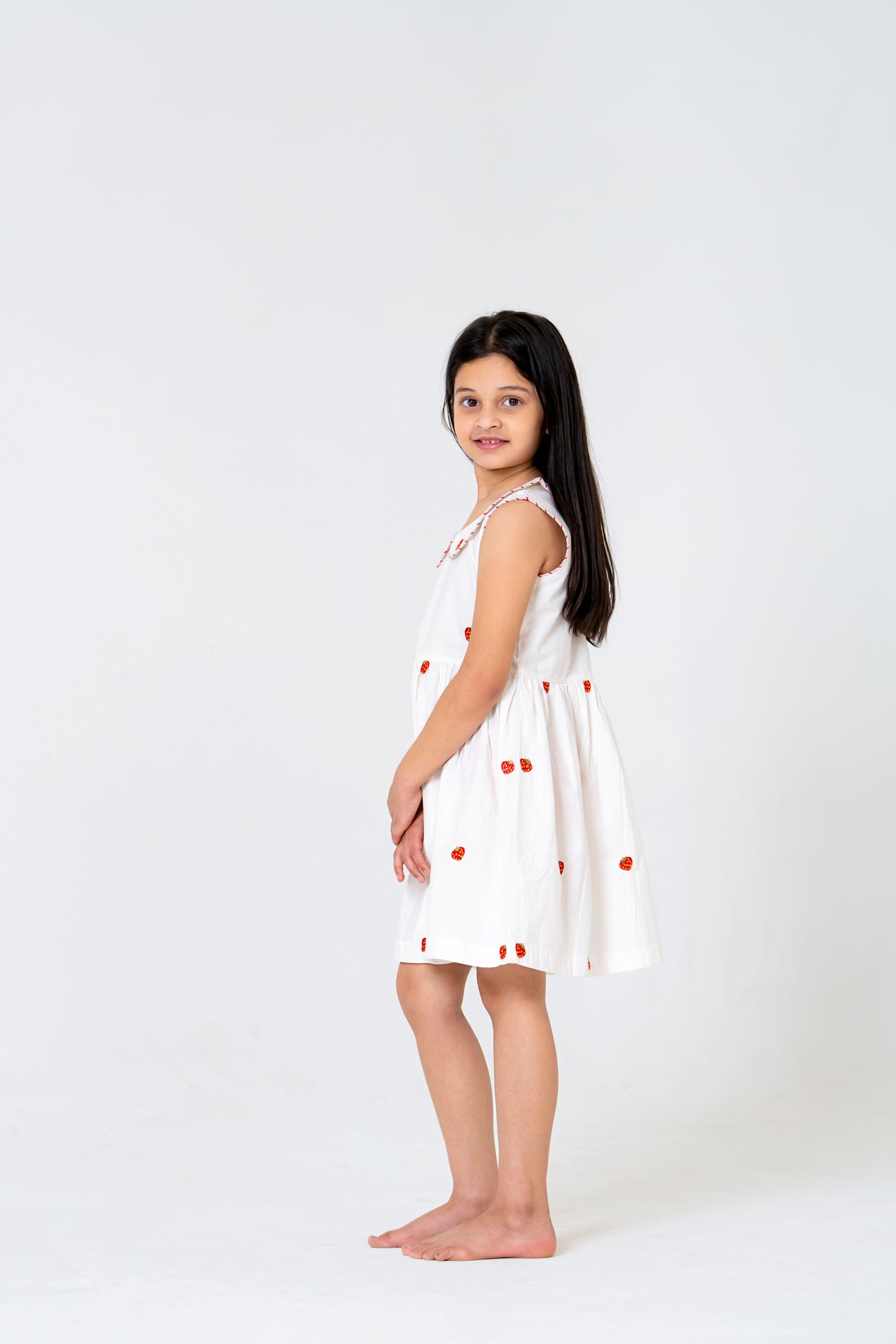 Adorable Strawberry Embroidered Midi Dress