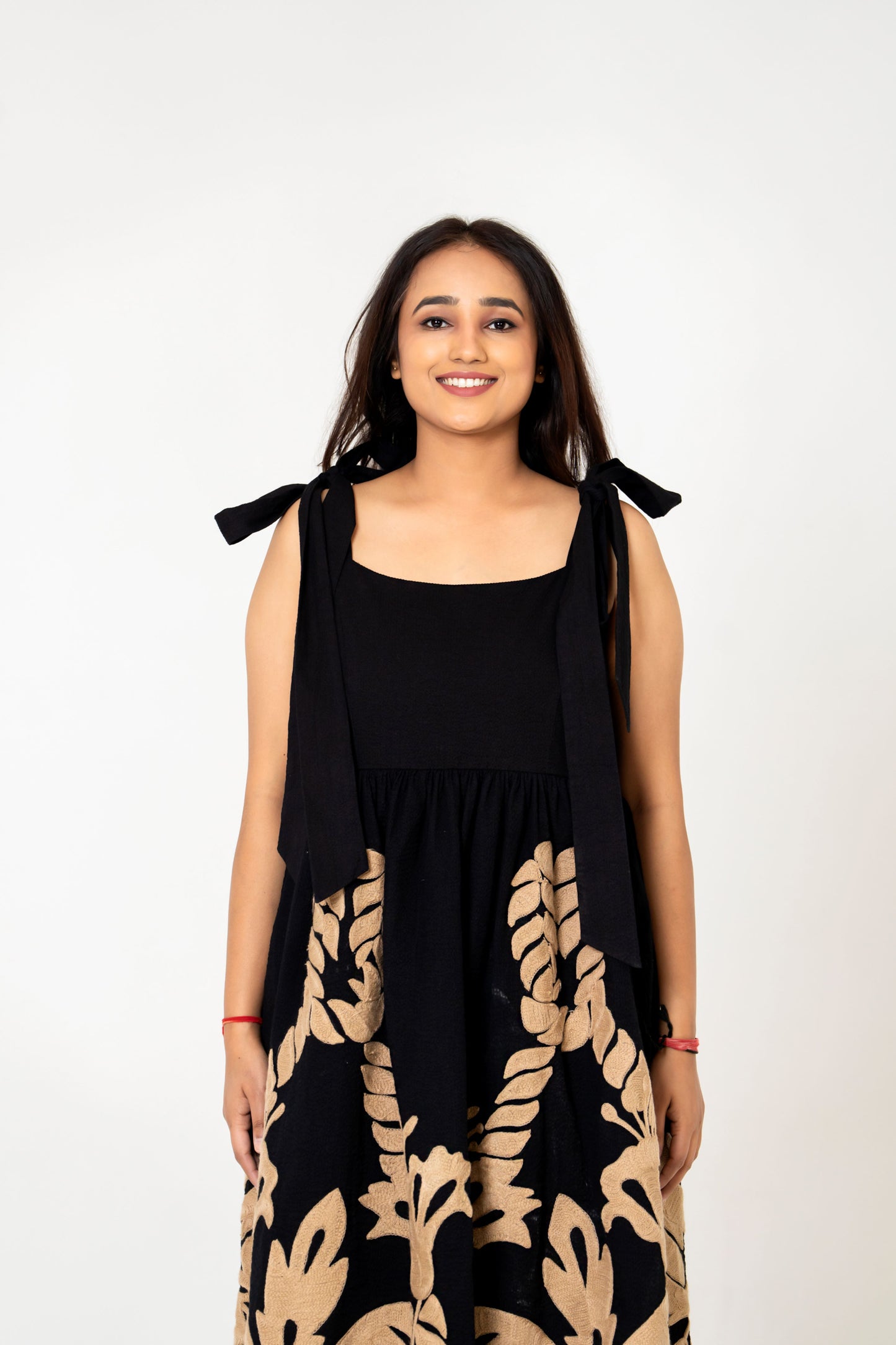 Black Suzani Embroidered Long Dress