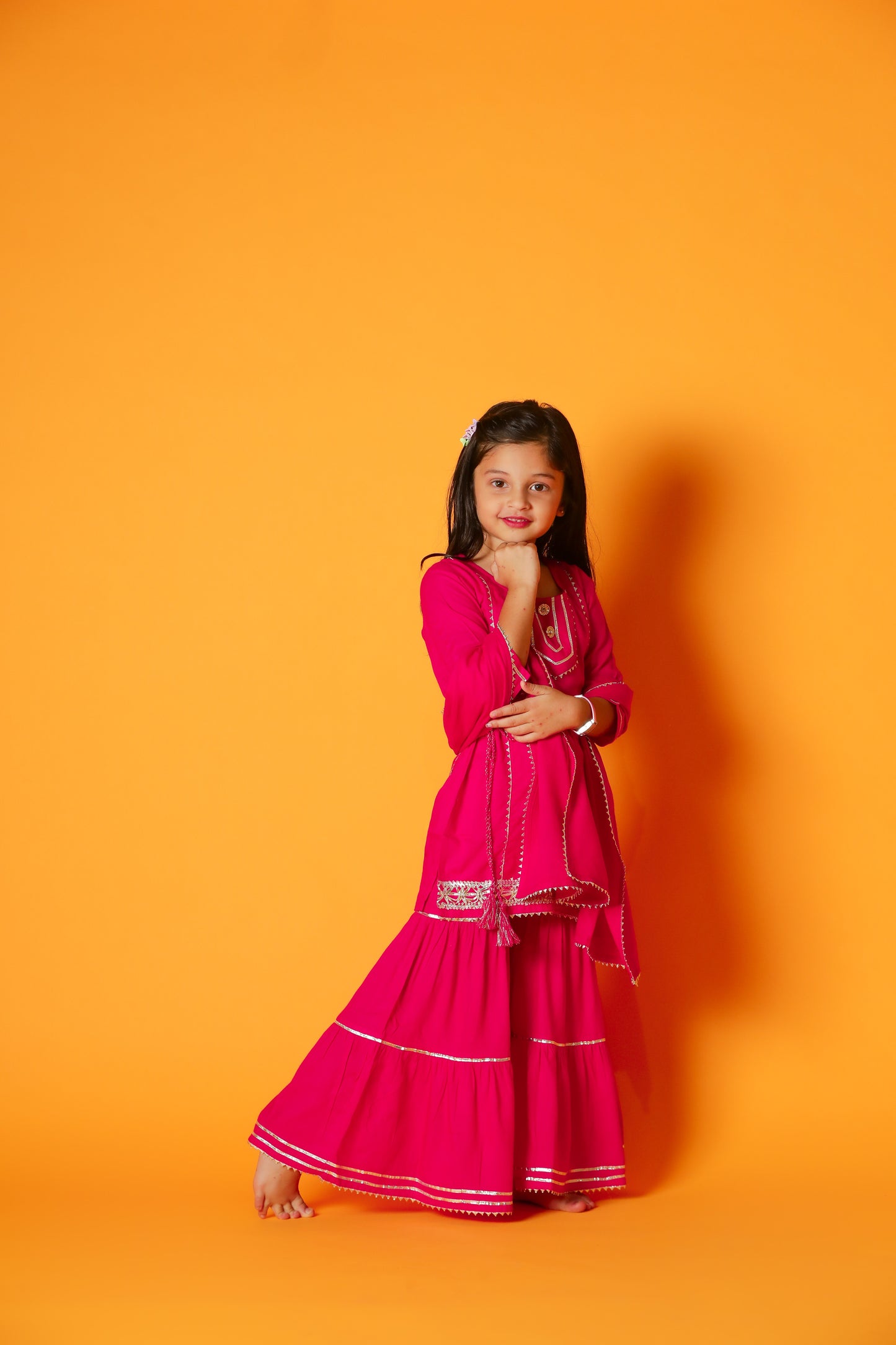 Pink Glittery Kiara Kids Sharara Set