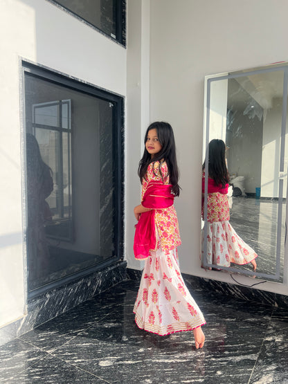 Pink Daisy Sharara Set For Girls