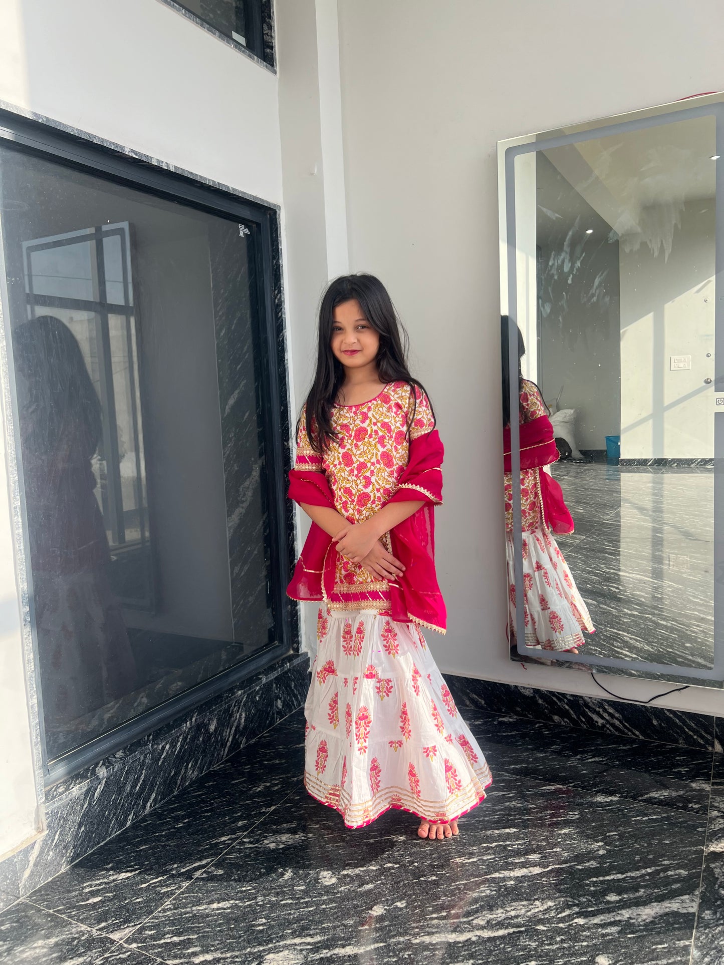 Pink Daisy Sharara Set For Girls