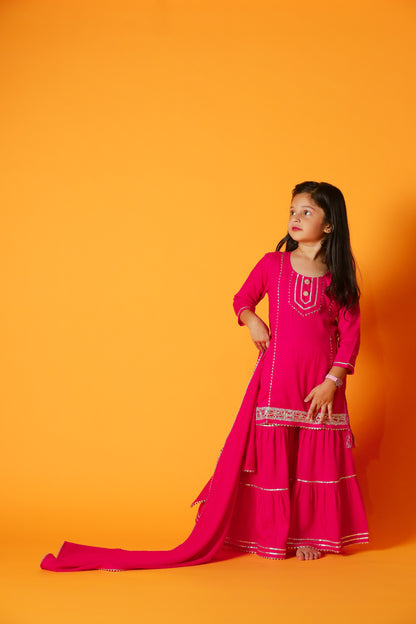 Pink Glittery Kiara Kids Sharara Set