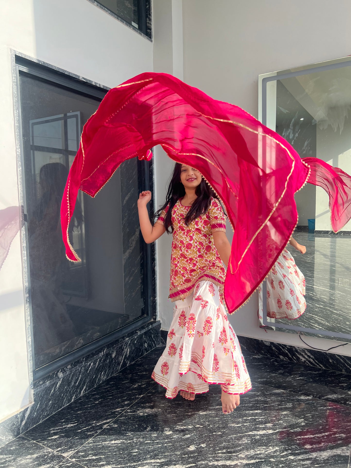 Pink Daisy Sharara Set For Girls