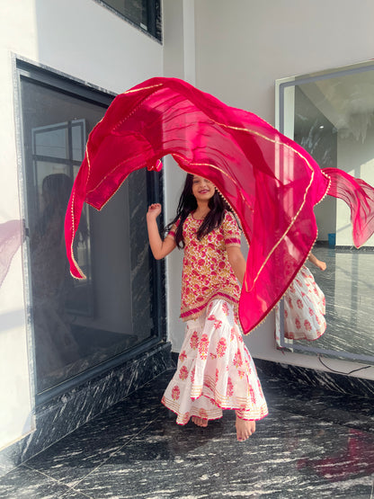 Pink Daisy Sharara Set For Girls