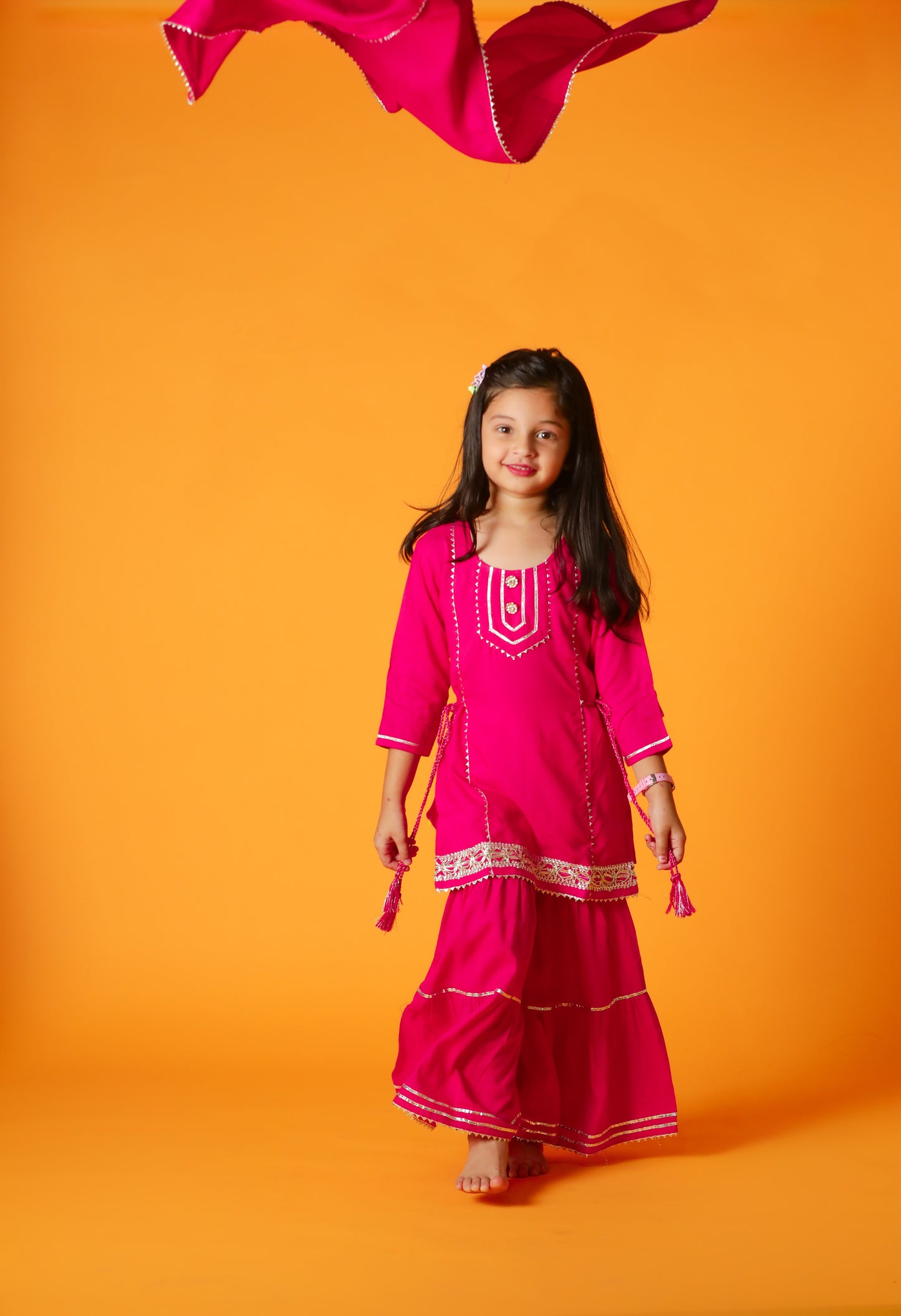 Pink Glittery Kiara Kids Sharara Set