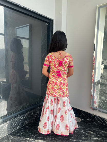 Pink Daisy Sharara Set For Girls