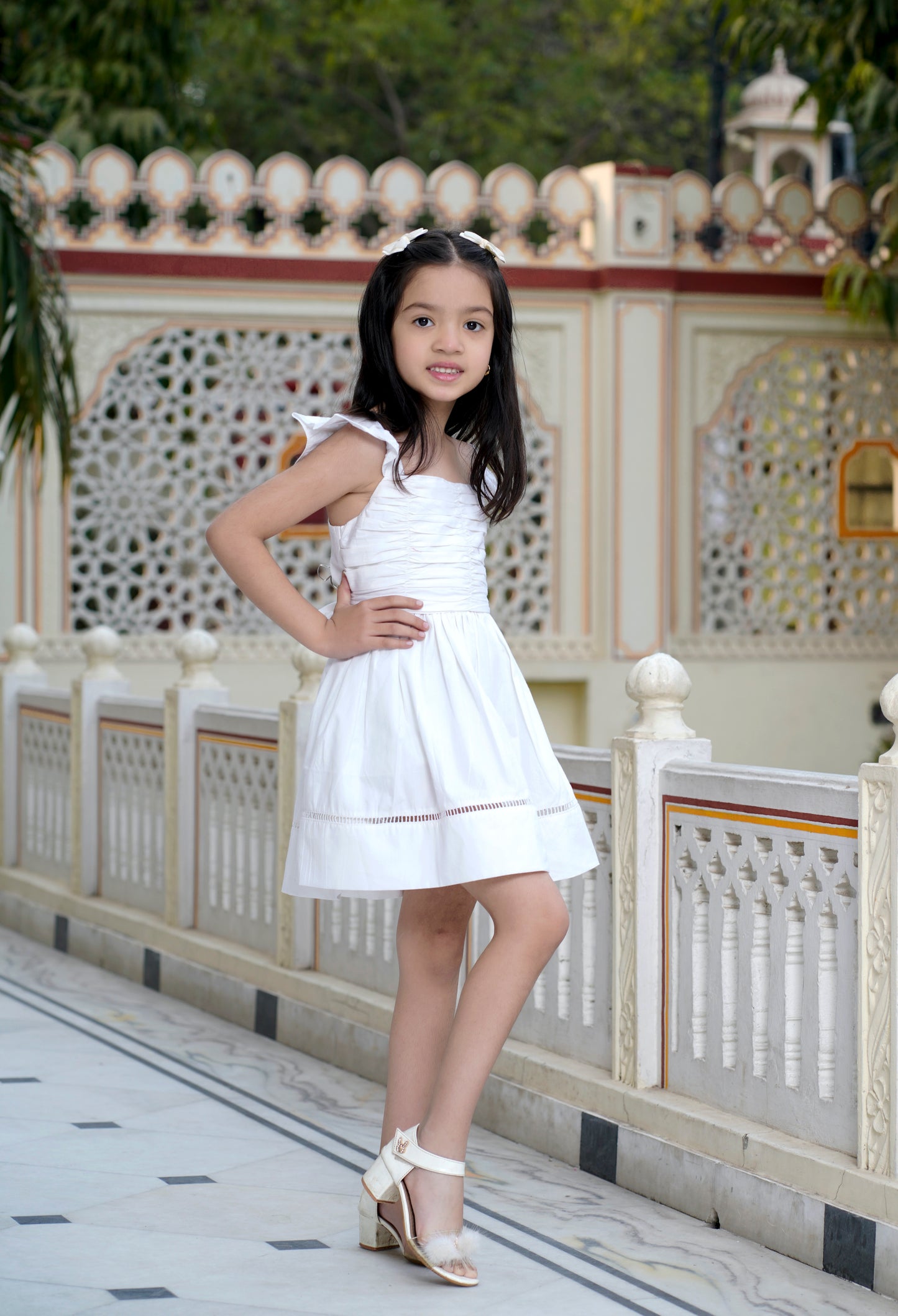 Pearl White Kids Frock