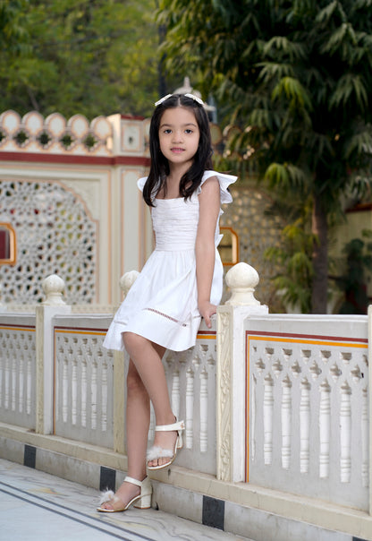 Pearl White Kids Frock