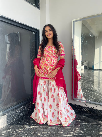 Pink Daisy Sharara Set For Women
