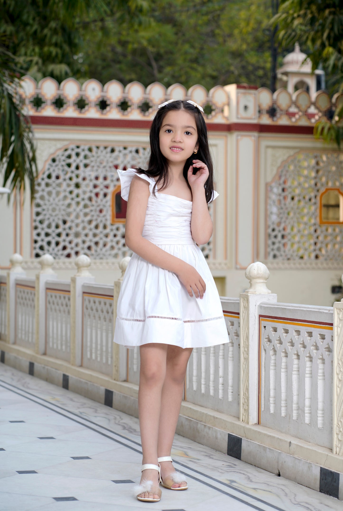 Pearl White Kids Frock